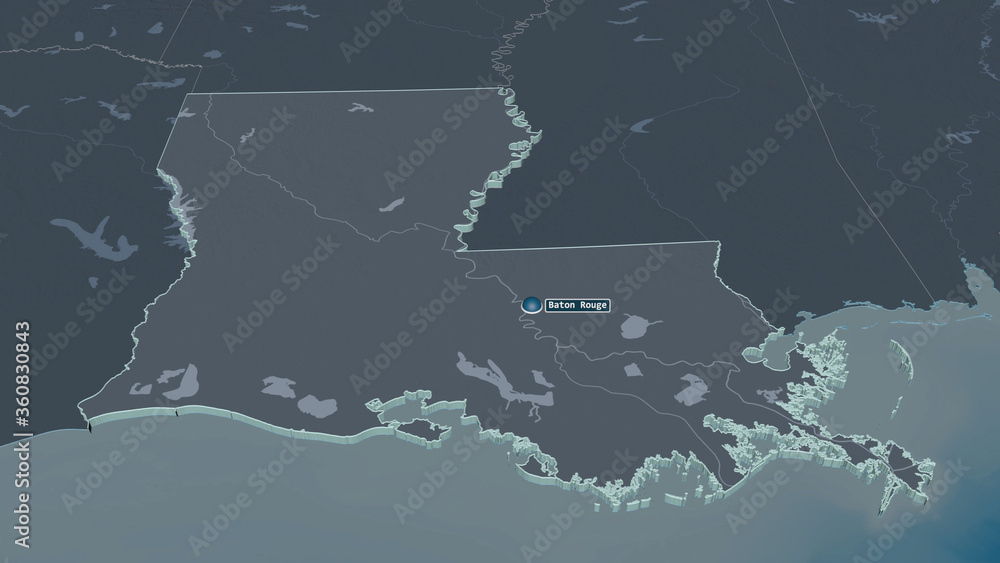 Louisiana, United States - extruded with capital. Administrative Louisiana, United States - extruded with capital. Administrative