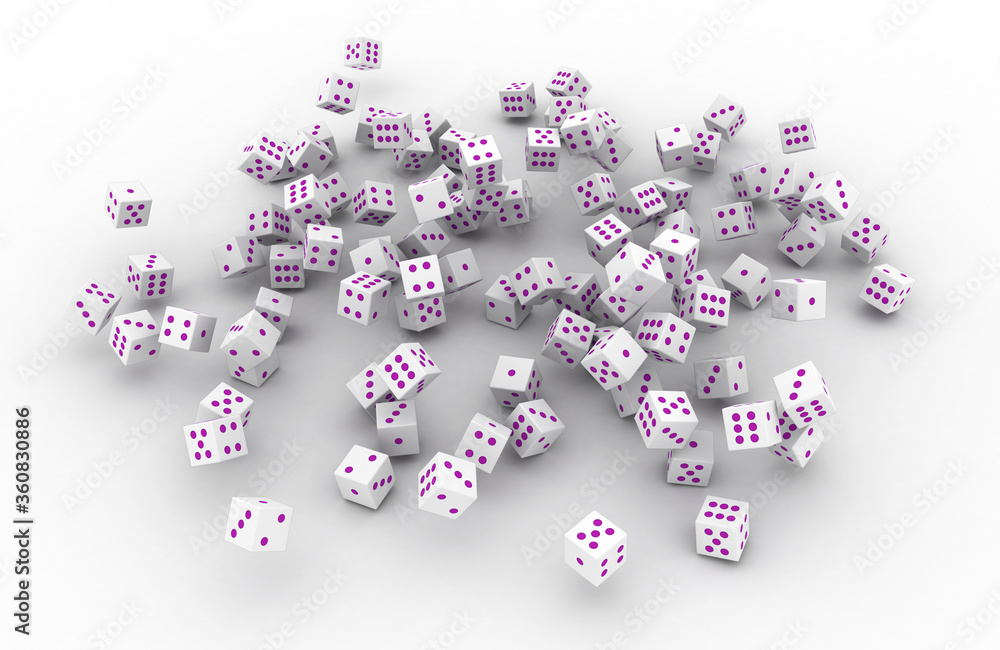Infinite dices on a plane, original 3d rendering Infinite dices on a plane, original 3d rendering