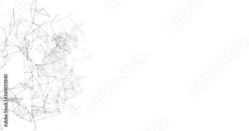 Abstract 3D illustration background motion transformation with Zen white gray dots lines on plexus pattern of future innovation technology digital business network connection