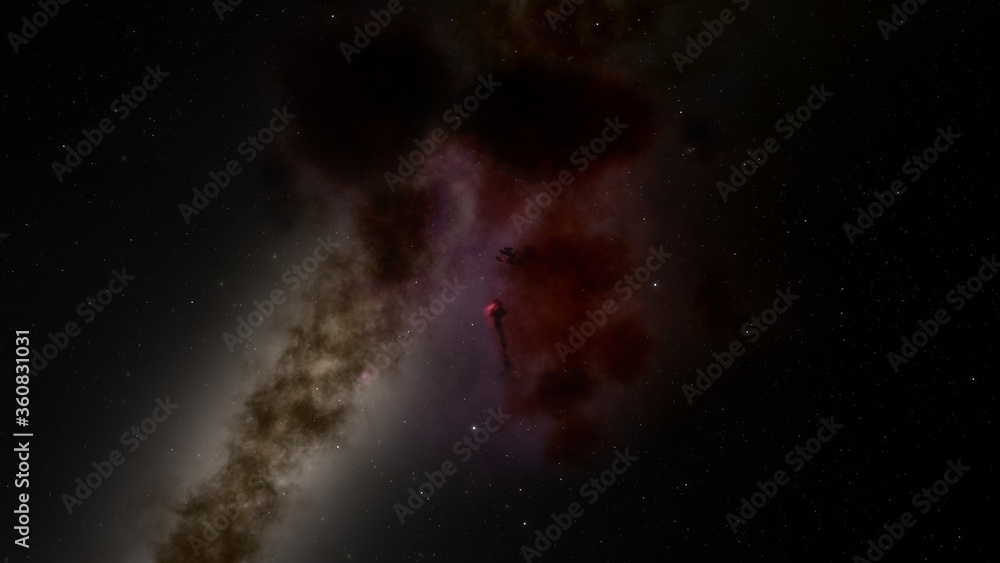 Universe filled with stars. Cosmic landscape, beautiful science fiction wallpaper with endless deep space. 3D render Universe filled with stars. Cosmic landscape, beautiful science fiction wallpaper with endless deep space. 3D render