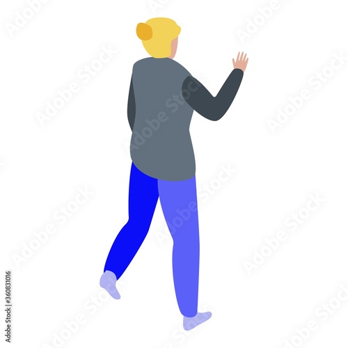 Woman ask bank teller icon. Isometric of woman ask bank teller vector icon for web design isolated on white background