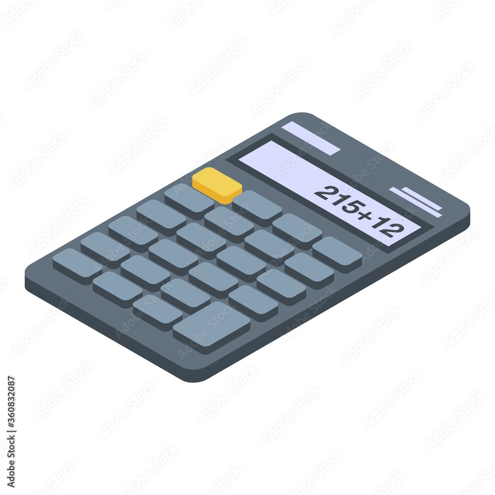 Accounting calculator icon. Isometric of accounting calculator vector icon for web design isolated on white background Accounting calculator icon. Isometric of accounting calculator vector icon for web design isolated on white background