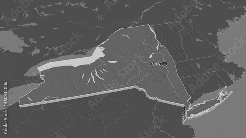 New York, United States - extruded with capital. Bilevel