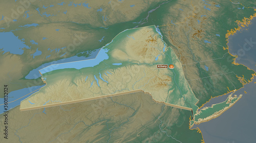 New York, United States - extruded with capital. Relief