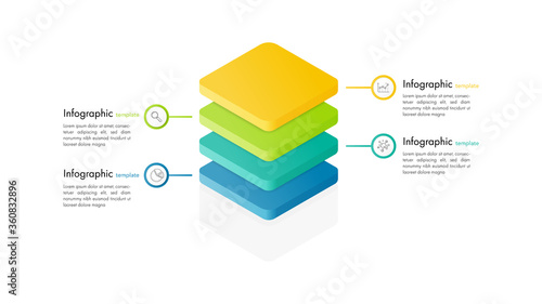 Isometric Infographic design with 4 options leves or steps. Infographics for business concept. Can be used for presentations banner, workflow layout, process diagram, flow chart, info graph