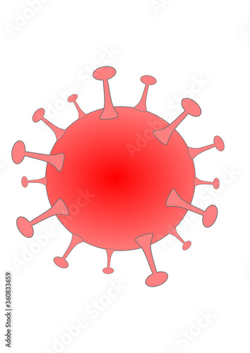 Red simple virus drawing icon as illustration for ncov, coronavirus, covid 19, sars and other viral infections, cure and educational description