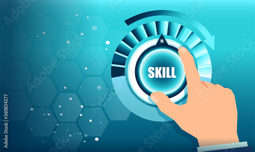 Illustration of a man hand turning a skill test knob to the maximum