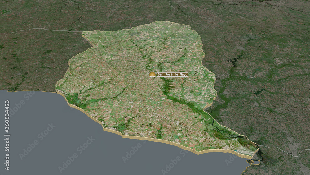 San José, Uruguay - extruded with capital. Satellite