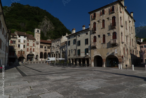 Italy, Vittorio Veneto, view of the Flaminio square in the Serravalle neighboord