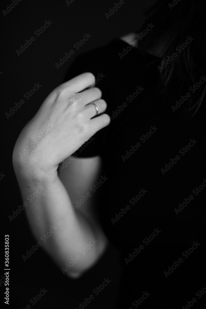 Black and white art fashion surrealistic portrait of beautiful woman, fashion studio portrait of beautiful model, details of body Black and white art fashion surrealistic portrait of beautiful woman, fashion studio portrait of beautiful model, details of body