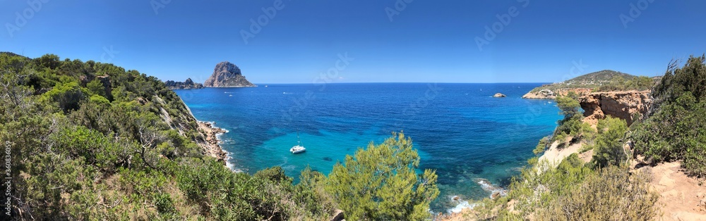 Panoramaaufnahme aus Ibiza, Spanien