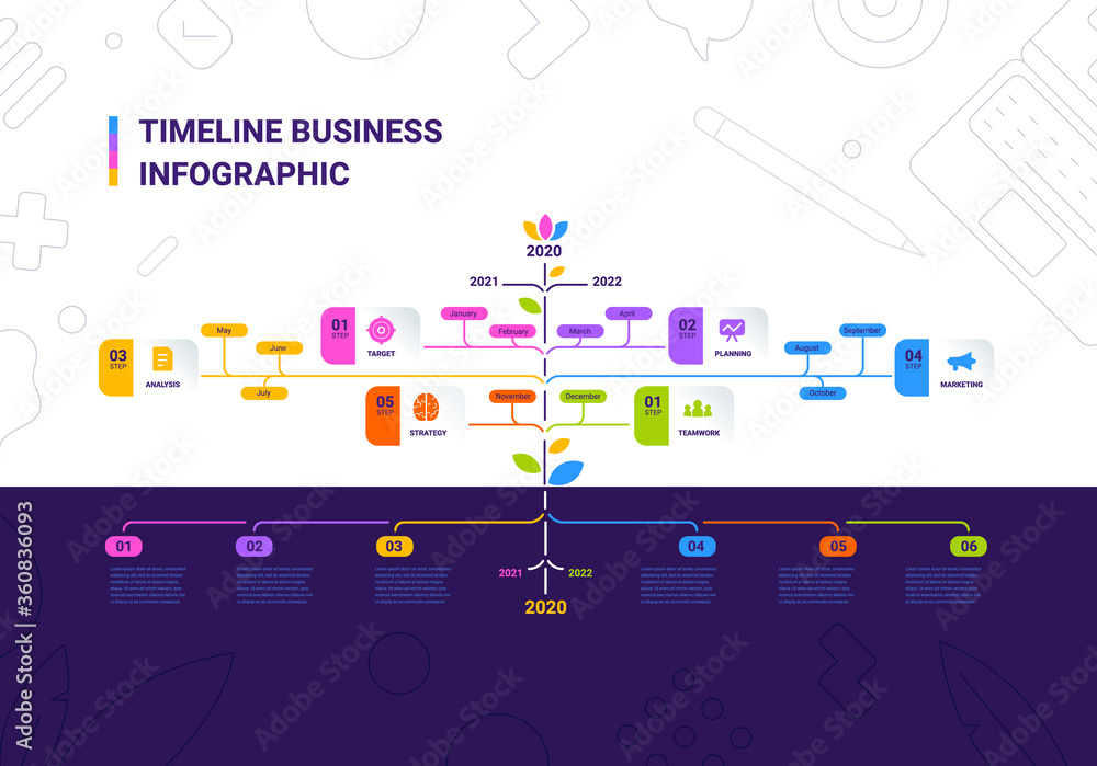 Vector business illustration of tree timeline infographics template on ...