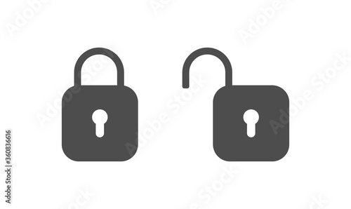Vector icon lock and unlocked lock on a light background.
