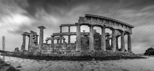 The ancient temple of Athena Aphaea, in Egina (Aegina) island, Argosaronic Gulf, Greece, Europe. photo