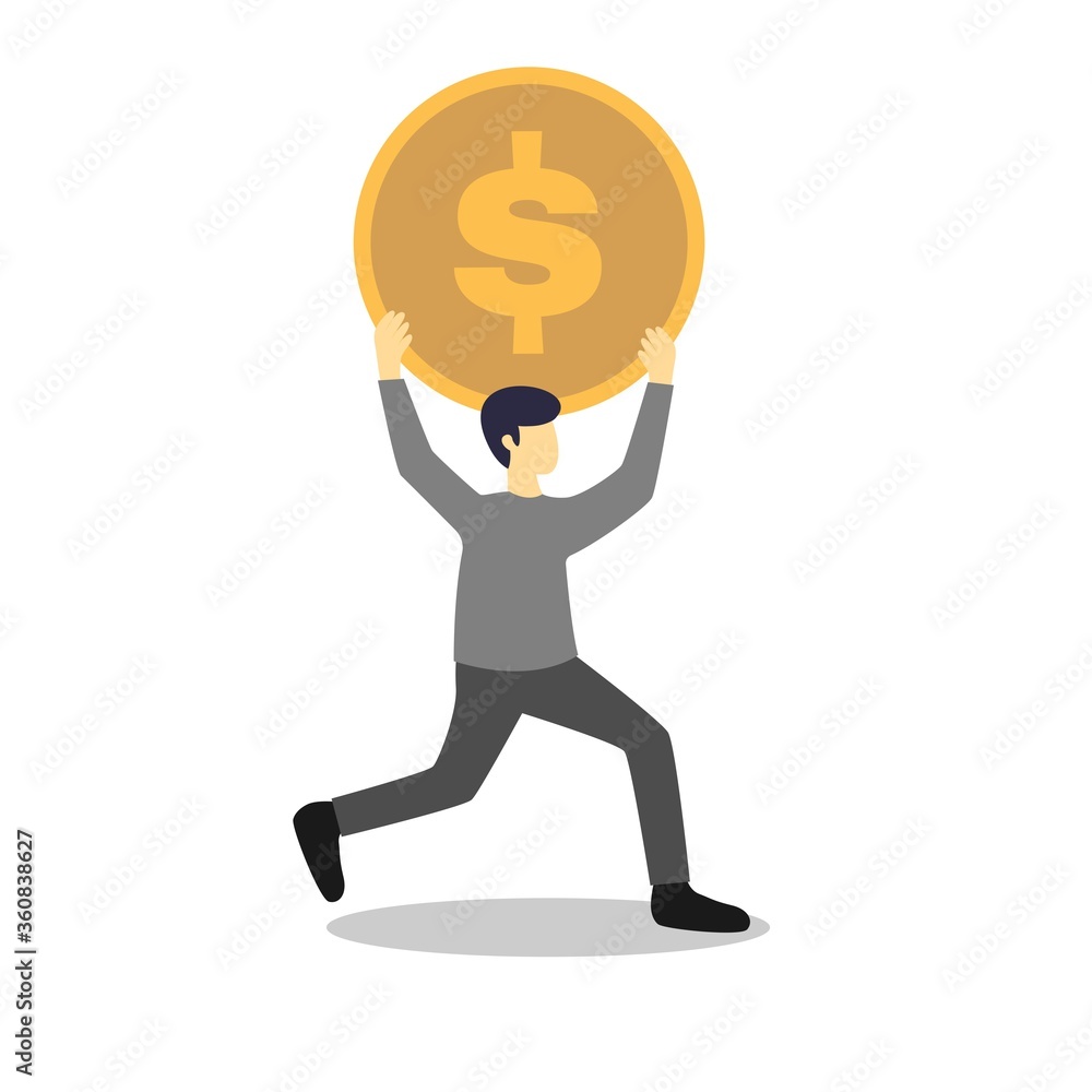 Vector illustration of a person who is raising money. Vector illustration of a person who is raising money.