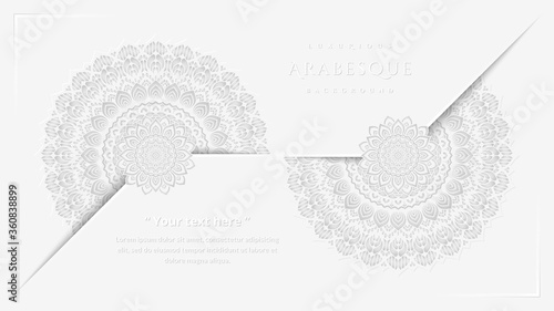 Luxurious arabesque background with Clean White Mandala style art vector