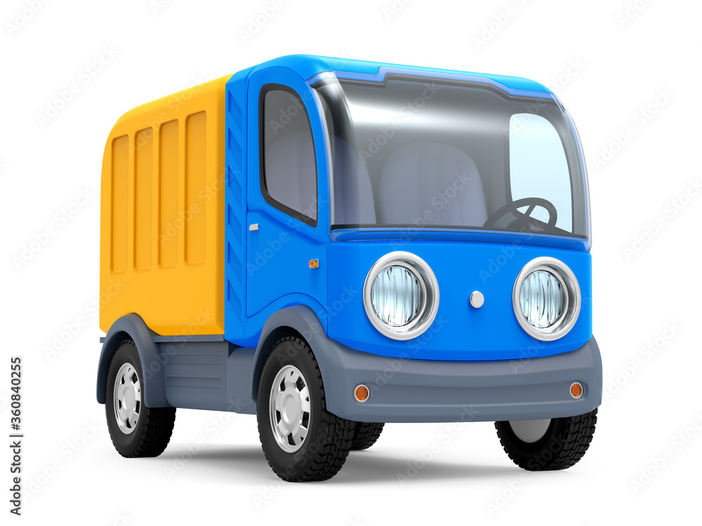 futuristic small delivery truck cartoon