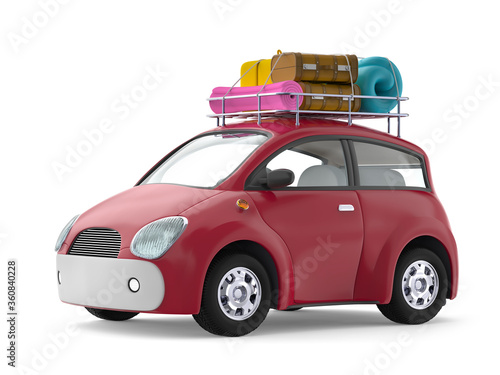 small cute car with suitcases