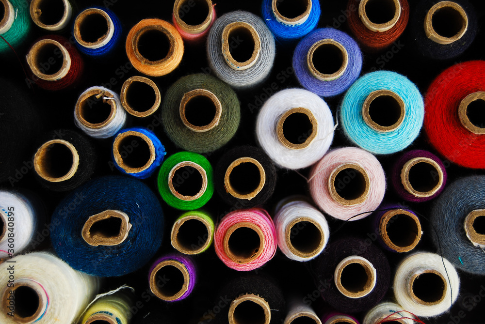 Spools of colourful thread Spools of colourful thread