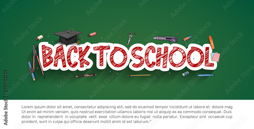 Obraz premium Back to School vector design with colorful education element. vector illustration for first day school celebration