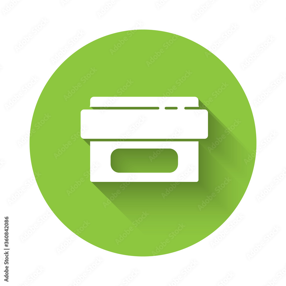 White Ointment cream tube medicine icon isolated with long shadow. Tube, container, toothpaste, cream sign. Green circle button. Vector Illustration White Ointment cream tube medicine icon isolated with long shadow. Tube, container, toothpaste, cream sign. Green circle button. Vector Illustration