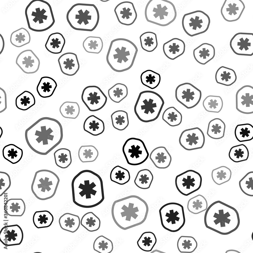 Black Medical shield with cross icon isolated seamless pattern on white background. Protection, safety, password security. Vector Illustration Black Medical shield with cross icon isolated seamless pattern on white background. Protection, safety, password security. Vector Illustration