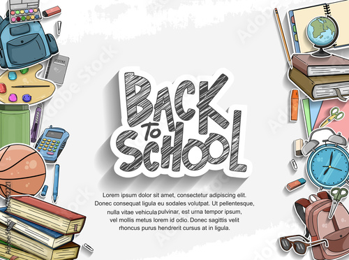 Back to School vector design with colorful education element. vector illustration for first day school celebration
