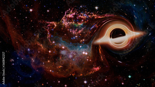 Fototapeta Naklejka Na Ścianę i Meble -  Black hole in deep space. Elements of this image furnished by NASA