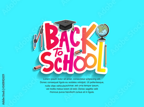 Back to School vector design with colorful education element. vector illustration for first day school celebration