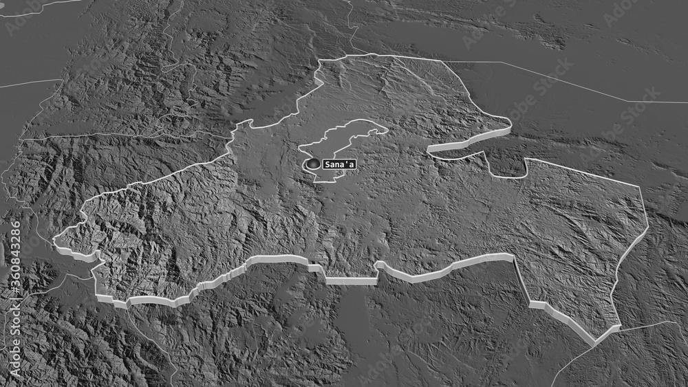 Sana'a, Yemen - extruded with capital. Bilevel Sana'a, Yemen - extruded with capital. Bilevel