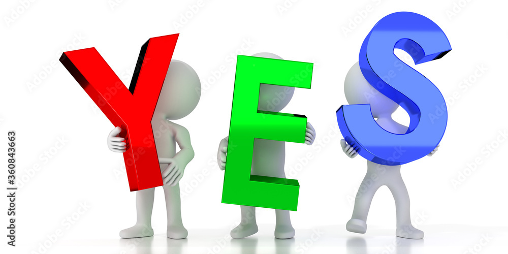 Yes - colorful letters - 3D illustration Yes - colorful letters - 3D illustration