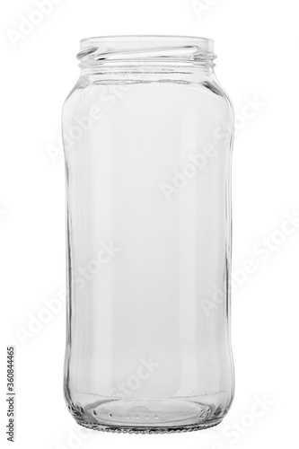 Glass jar isolated on white background .