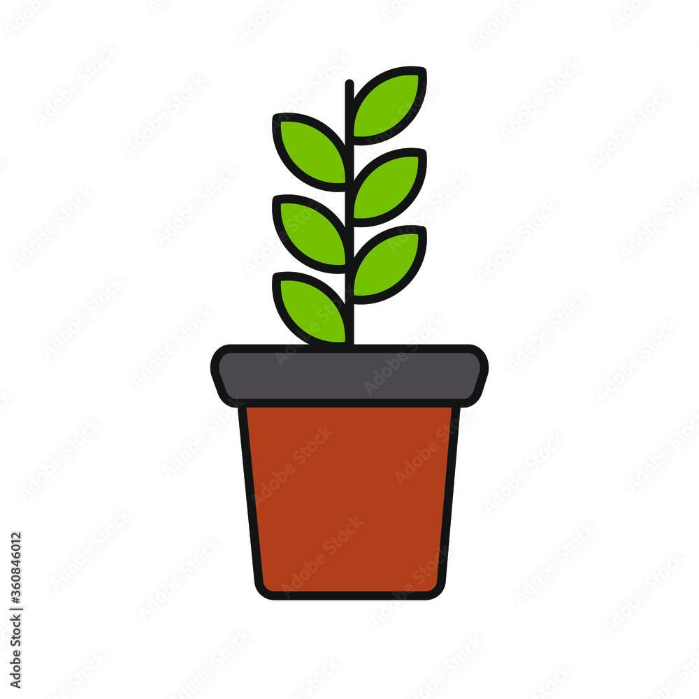 Obraz premium green plant pot design vector white background minimal design