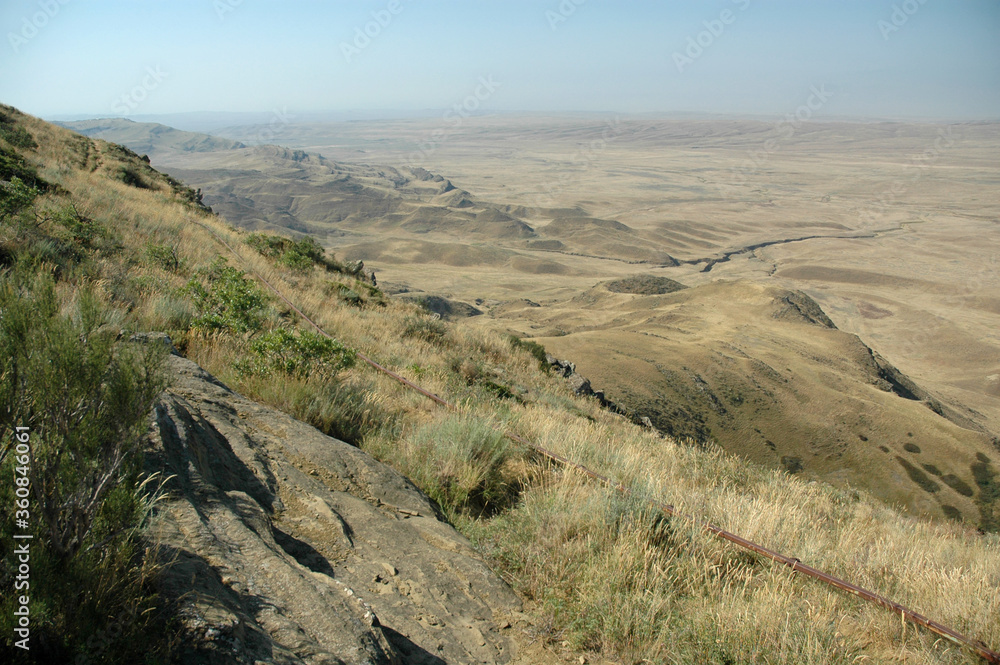 A desert landscape near by David Gareja monastery complex. Kakheti Region, Georgia, Caucasus. A desert landscape near by David Gareja monastery complex. Kakheti Region, Georgia, Caucasus.