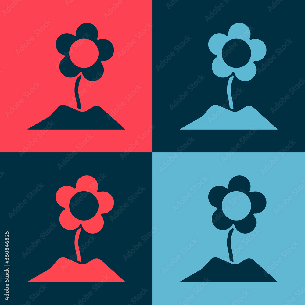 Pop art Flower icon isolated on color background. Vector Illustration Pop art Flower icon isolated on color background. Vector Illustration
