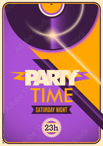 Colorful party poster design in retro style.. Vector illustration.