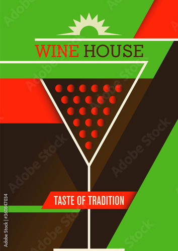 Modern wine house poster design. Vector illustration.