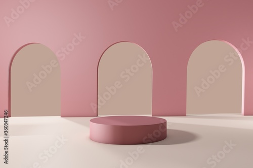 Canvas-taulu 3d render, Archway, Cosmetic background for product presentation, fashion produc