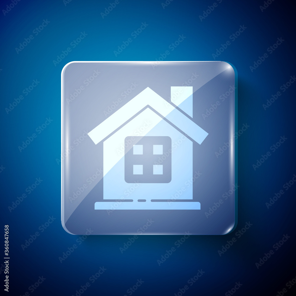 White House icon isolated on blue background. Home symbol. Square glass panels. Vector Illustration White House icon isolated on blue background. Home symbol. Square glass panels. Vector Illustration