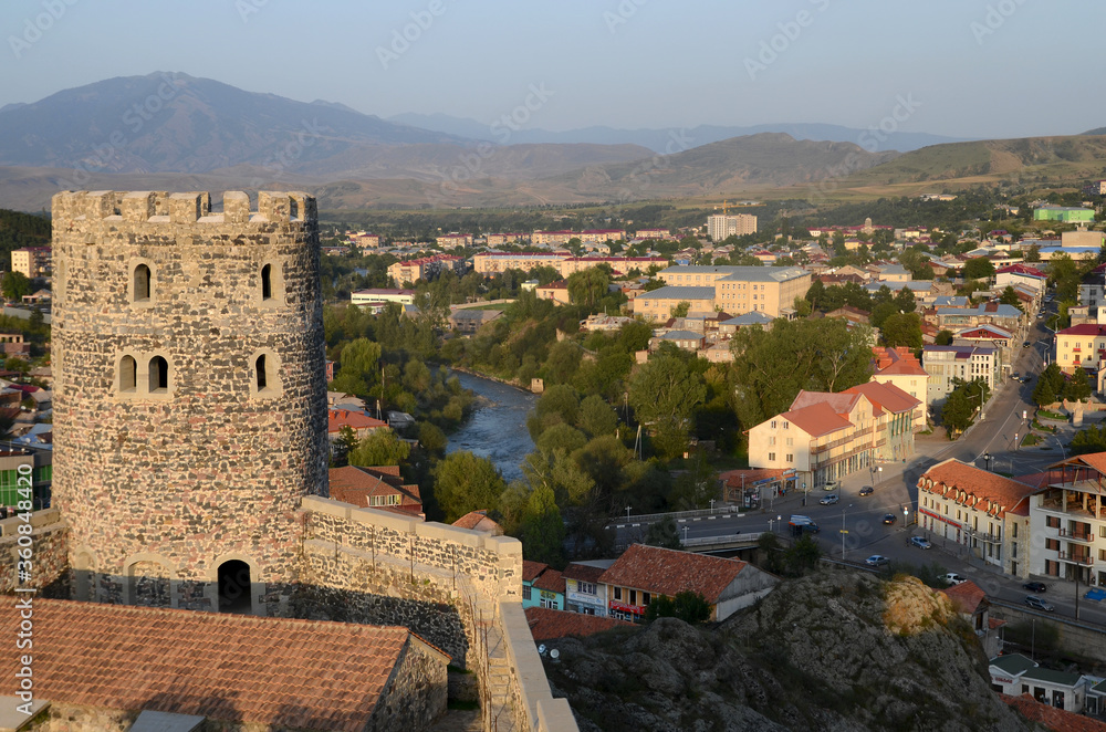 Rabati Castle (fortress) and panorama of the town. Akhaltsikhe town, Samtskhe–Javakheti Region, Georgia.