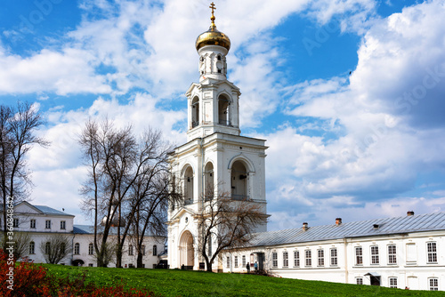 Saint George Monastery in Veliky Novgorod, Russia. Located at the originis of the Volkhov River near Ilmen Lake. photo