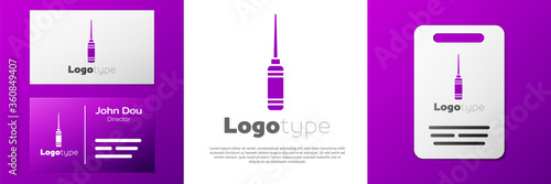 Logotype Awl tool with wooden handle icon isolated on white background. Work equipment tailor industry. Logo design template element. Vector Illustration