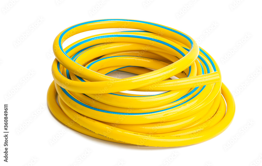 yellow watering hose isolated yellow watering hose isolated