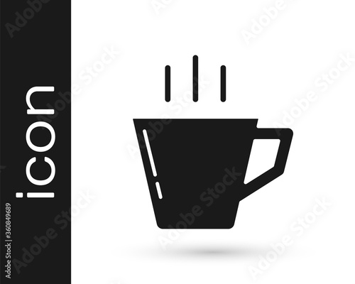Grey Coffee cup icon isolated on white background. Tea cup. Hot drink coffee.  Vector Illustration