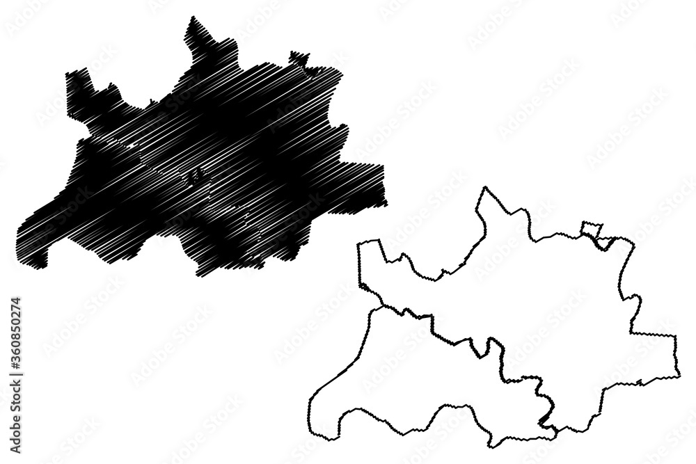 Pimpri-Chinchwad City (Republic of India, Maharashtra State) map vector illustration, scribble sketch City of Pimpri Chinchwad, Pune map