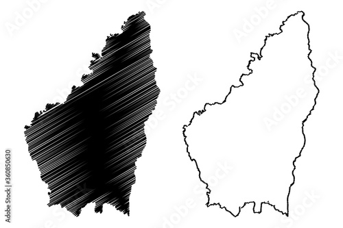 Ardeche Department (France, French Republic, Auvergne-Rhone-Alpes region, ARA) map vector illustration, scribble sketch Ardecha map