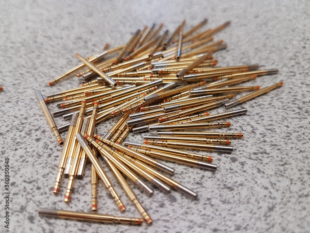 Close up view of gold plated female electrical contacts Close up view of gold plated female electrical contacts