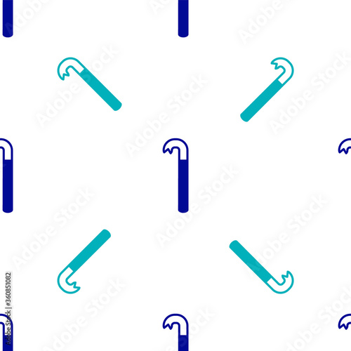 Blue Crowbar icon isolated seamless pattern on white background.  Vector Illustration