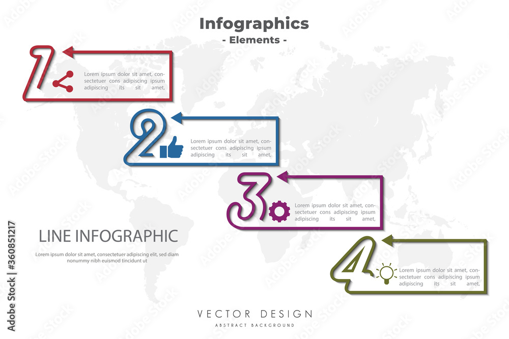 Fototapeta premium Business Infographic design template with number lines vector illustration. 