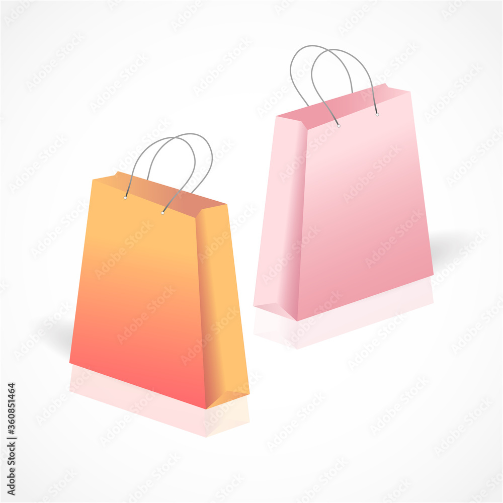 Empty shopping bags isolated on white background vector illustration. Empty shopping bags isolated on white background vector illustration.
